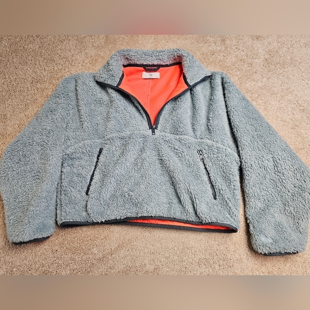 TNA Cropped Blue Sherpa quarter zip Size Small